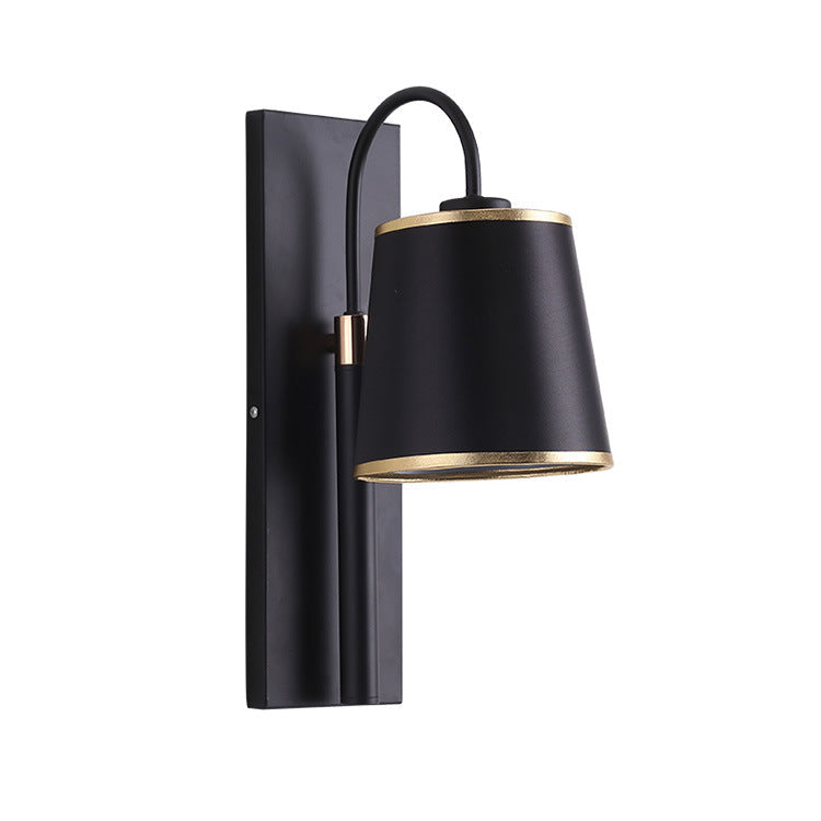 Minimalist Black Cone Fabric 1-Light Wall Sconce Lamp