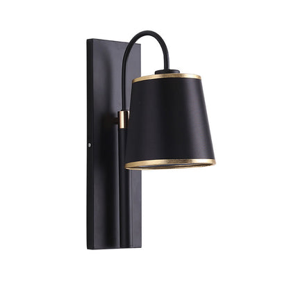 Minimalist Black Cone Fabric 1-Light Wall Sconce Lamp