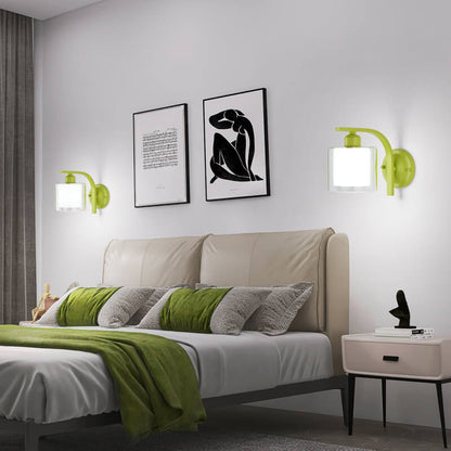 Deco Cylinder Cup Glass Metal 1-Light Wall Sconce Lamp