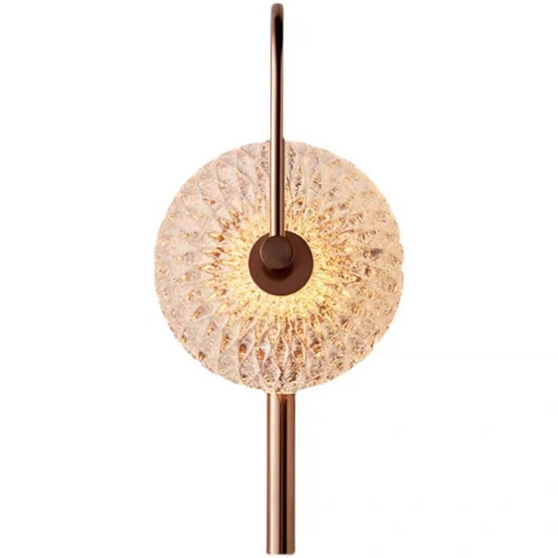 French Water Pattern Glass Round LED Wall Sconce Lamp