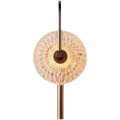 French Water Pattern Glass Round LED Wall Sconce Lamp