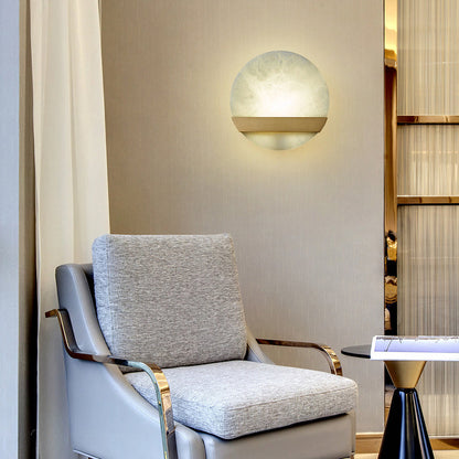 Luxury Copper Marble Round V Letter LED Wall Sconce Lamp