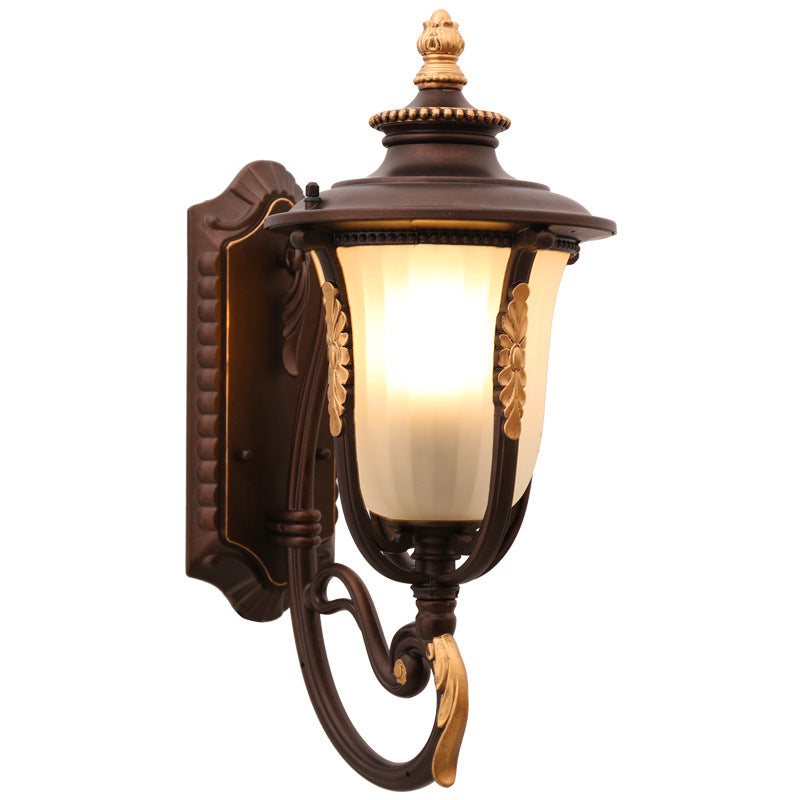 Coffee Aluminum Glass 1-Light Waterproof Wall Sconce Lamp