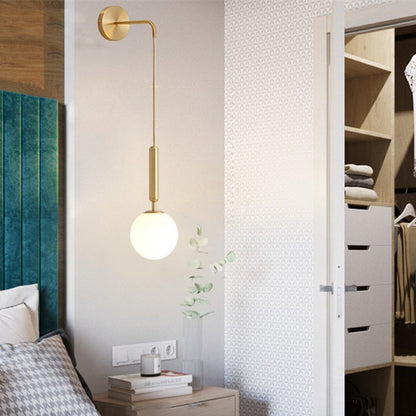 Nordic Orb Hardware Glass 1-Light Wall Sconce Lamp