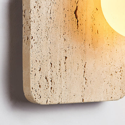Minimalist Square Stone Glass 1-Light Wall Sconce Lamp