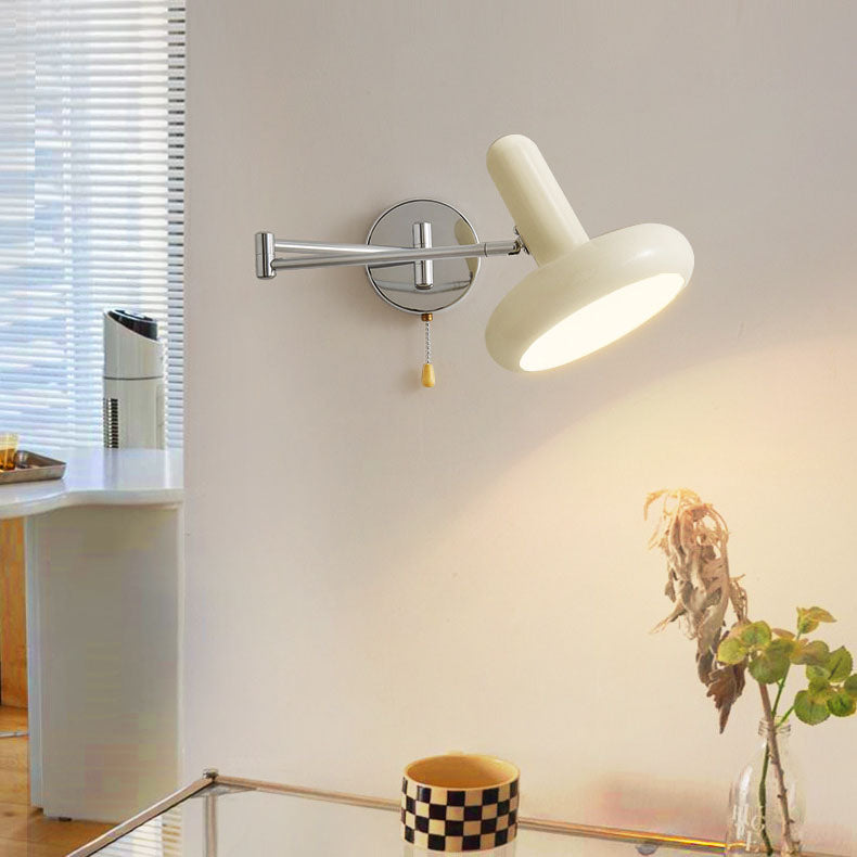 Retractable Swing Arm Iron 1-Light Wall Sconce Lamp