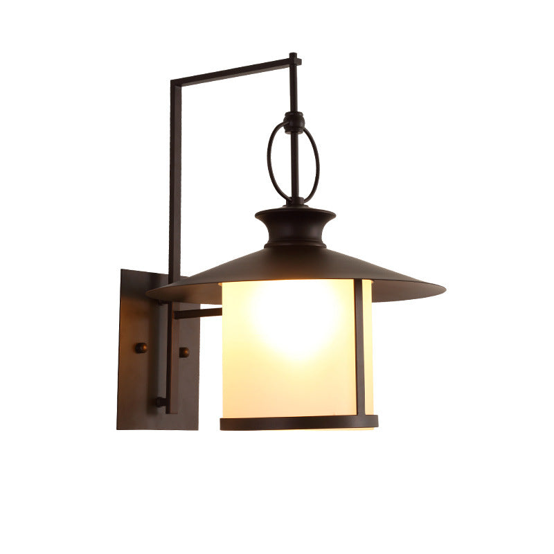 Waterproof Glass Conic Cylinder 1-Light Wall Sconce Lamp