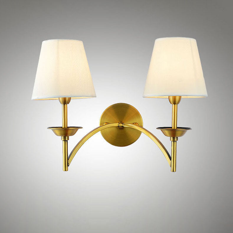 Mid-Century Iron Fabric Cylinder 1/2 Light Wall Sconce Lamp