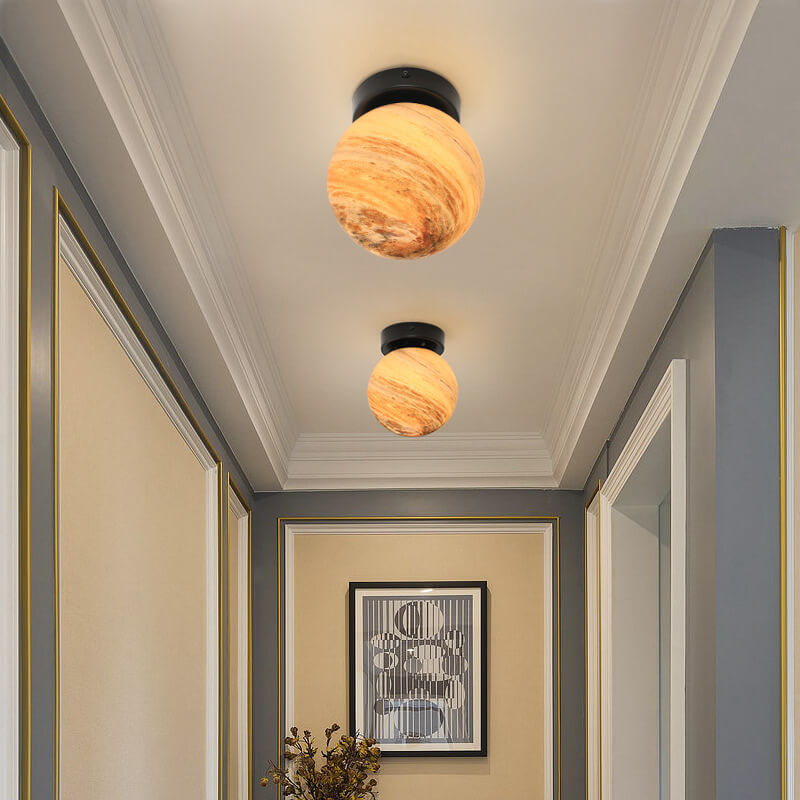 Creative Planet Glass Iron Orb 1-Light Wall Sconce Lamp