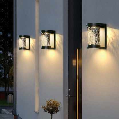 Waterproof Steel Glass Cylinder LED Wall Sconce Lamp