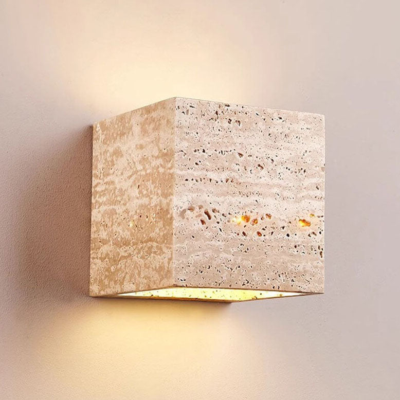 Square Rectangle Yellow Travertine LED Wall Sconce Lamp