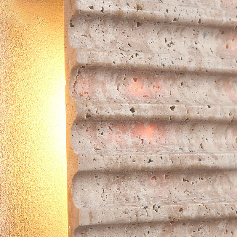 Grille Beige Travertine Rectangle 1-Light Wall Sconce Lamp