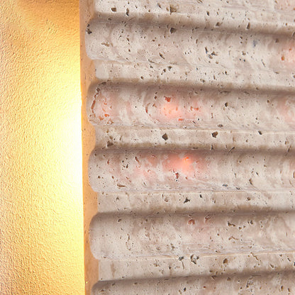 Grille Beige Travertine Rectangle 1-Light Wall Sconce Lamp