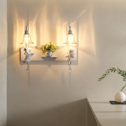 Creative Angel Petal Resin Glass 1/2 Light Wall Sconce Lamp