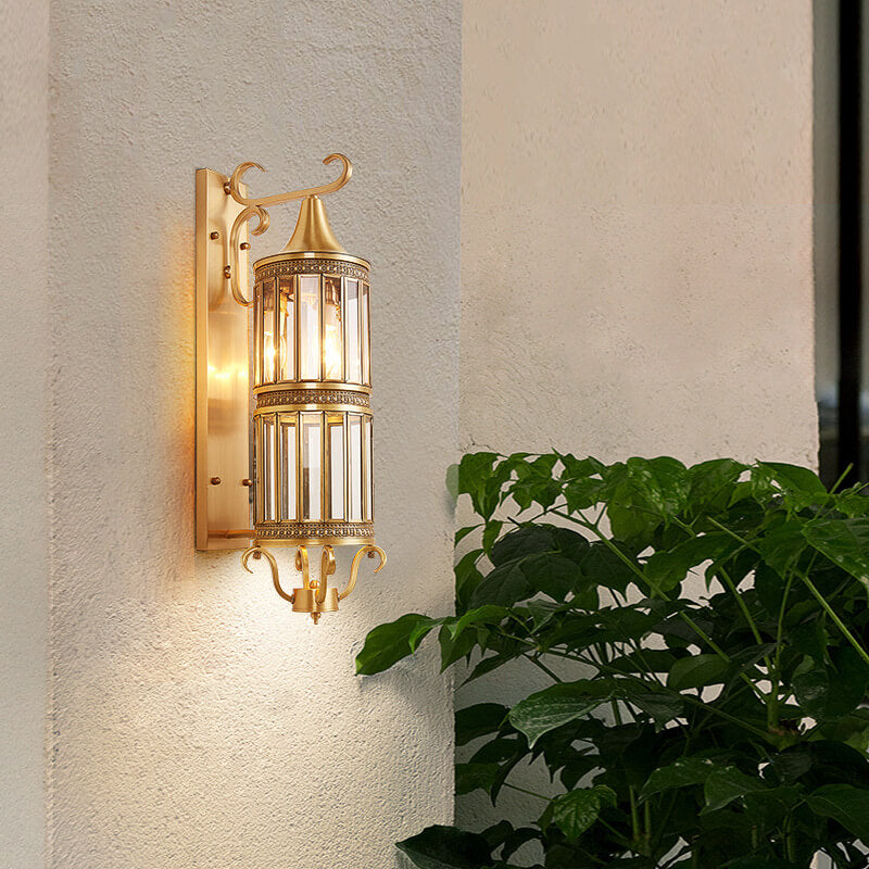 European Light Copper Glass 1/3-Light Wall Sconce Lamp