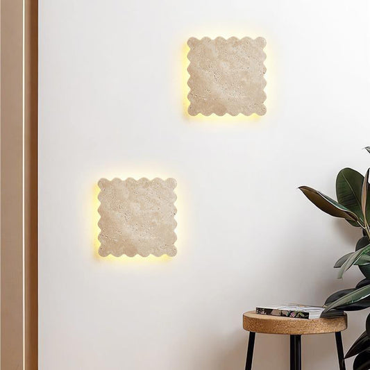Japanese Travertine Corrugated Square LED Wall Sconce Lamp
