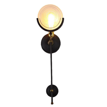 Industrial Iron Glass Round Disc 1-Light Wall Sconce Lamp