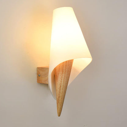 Wide Flare White Glass Shade 1-Light Wall Sconce Lamp
