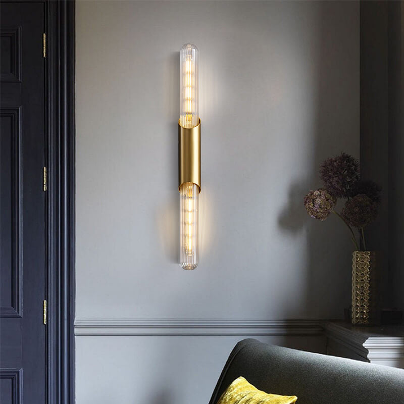 Retro All Copper Long Bar Design 2-Light Wall Sconce Lamp