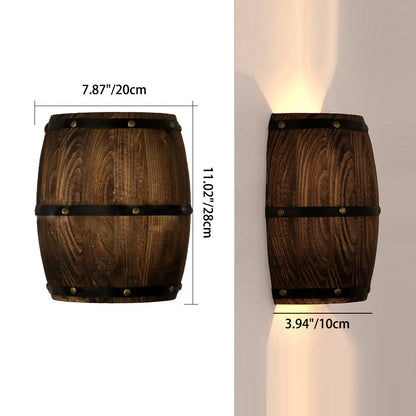 Wood Wine Barrel Design 1-Light Wall Sconce Lamp