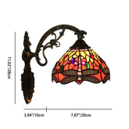 Tiffany Dragonfly Iron Glass 1-Light Wall Sconce Lamp