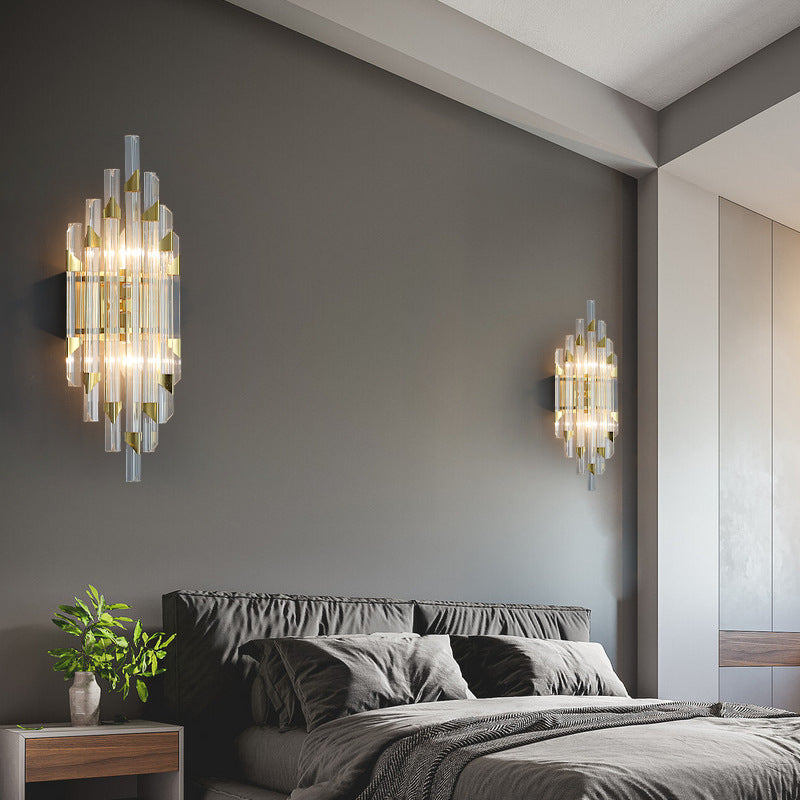 Luxury Stripe Hardware Crystal 2/4 Light Wall Sconce Lamp