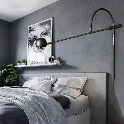 Iron Rotatable Curved Arm 1-Light Wall Sconce Lamp