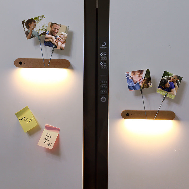Wood LED USB Human Sensor Night Light Wall Sconce Lamp