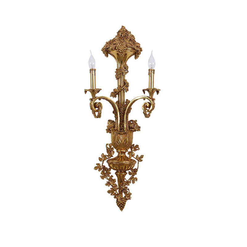 European Copper Candle Holder 2-Light Wall Sconce Lamp