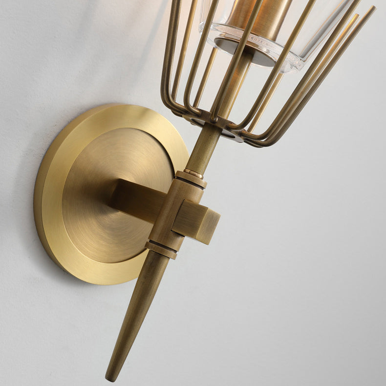 Retro Iron Glass Cylinder 1/2 Light Wall Sconce Lamp
