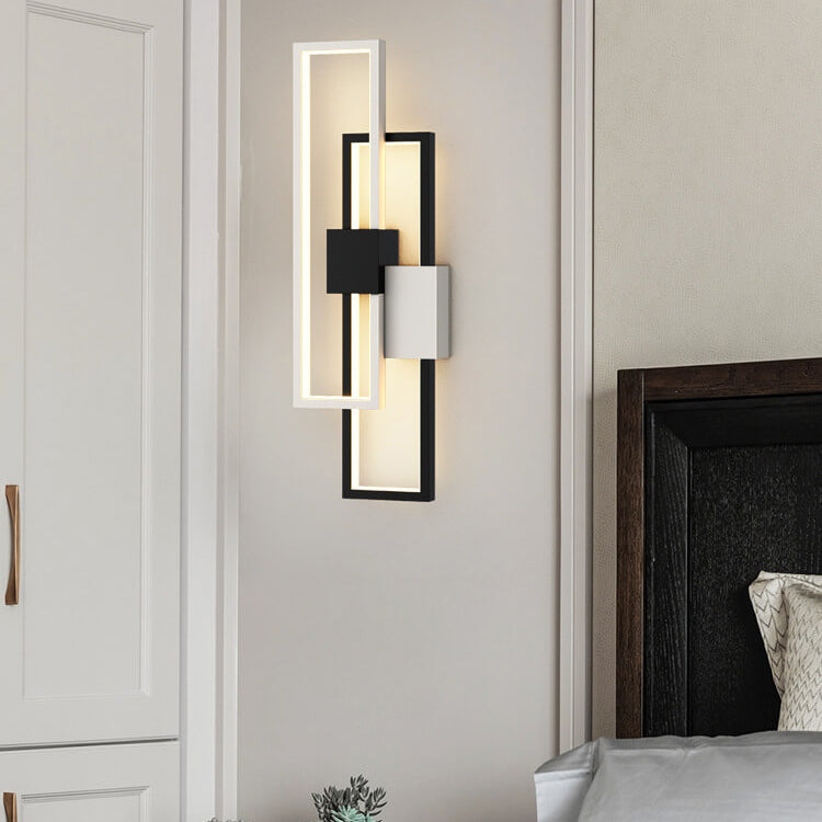 Minimalist Square Frame Iron Silicone LED Wall Sconce Lamp