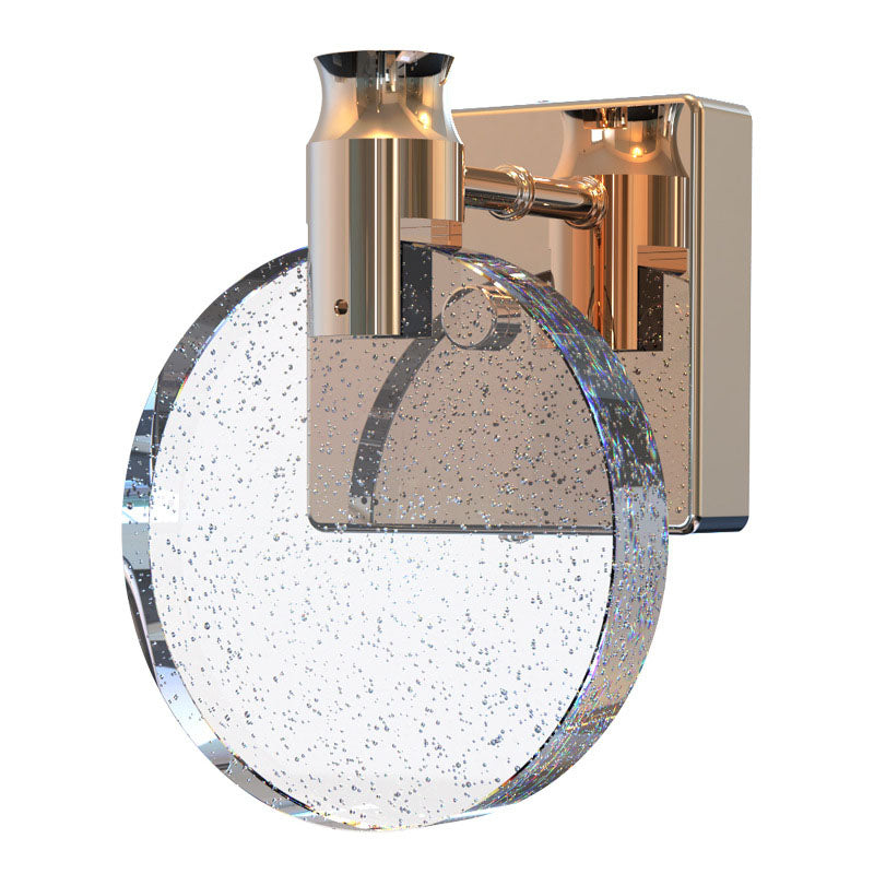 Round Square Base Aluminum Crystal LED Wall Sconce Lamp