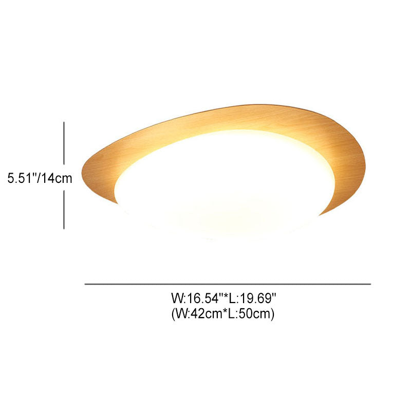 Nordic Iron Wood Grain Pebble LED Flush Mount Light