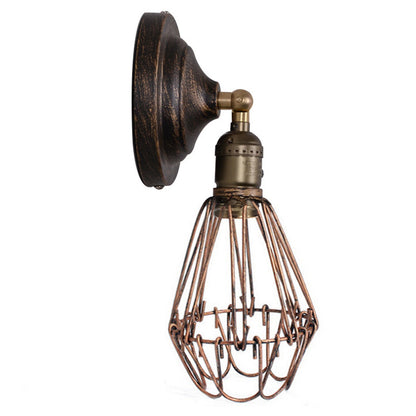 Industrial Iron Bronze Round Frame 1-Light Wall Sconce Lamp