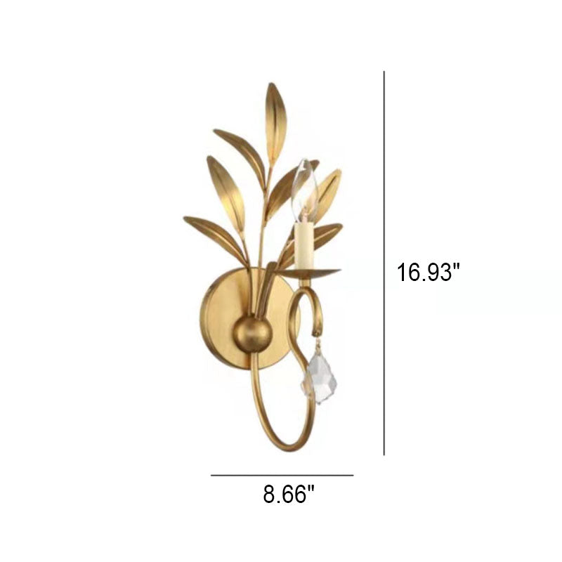 European Light Luxury Leaf Iron 1-Light Wall Sconce Lamp