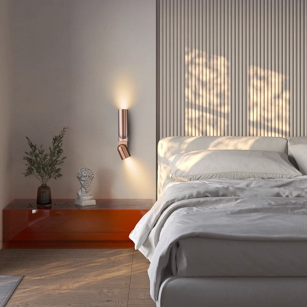 Rotatable Cylinder Metal Glass 2-Light Wall Sconce Lamp
