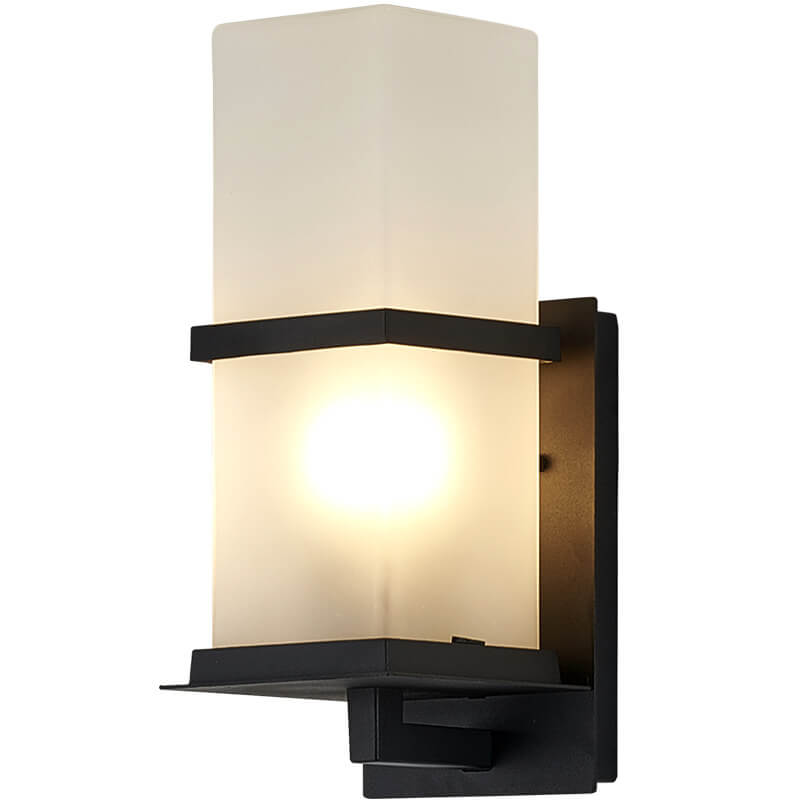Outdoor Column Frosted Glass Shade 1-Light Wall Sconce Lamp