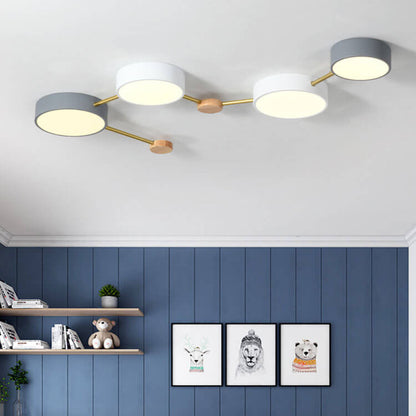 Scandinavian Solid Wood Iron LED Flush Mount Ceiling Light