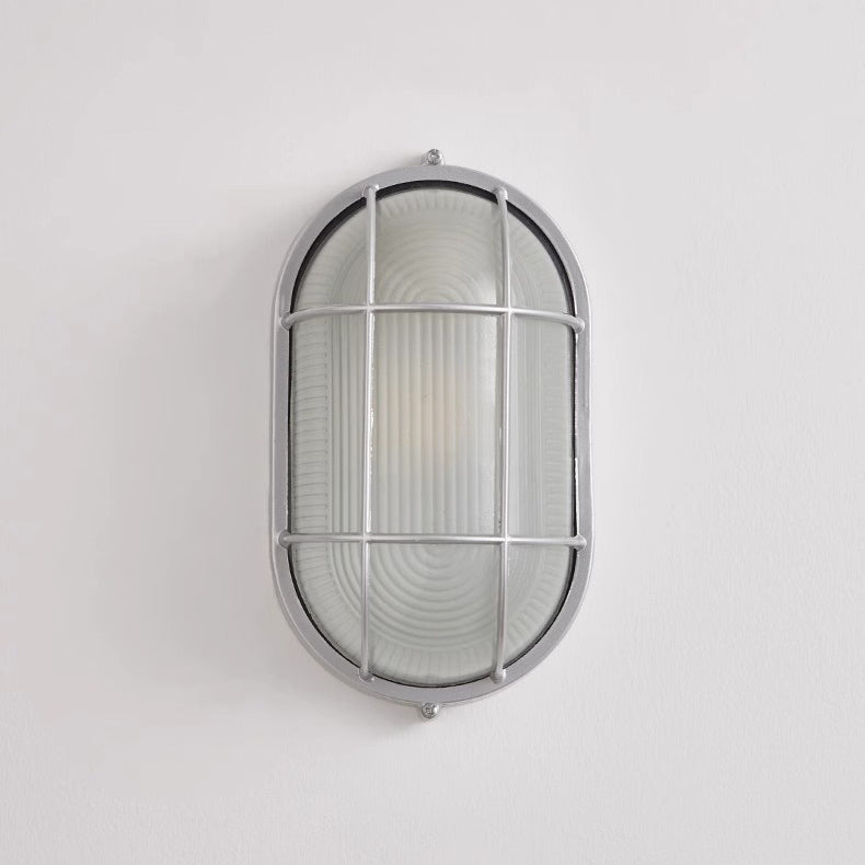 Aluminum Glass Round Oval 1-Light Wall Sconce Lamp