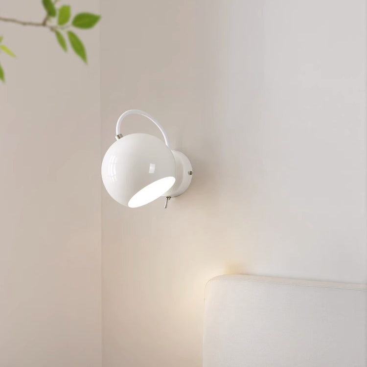 Cream Spherical Iron Aluminum 1-Light Wall Sconce Lamp