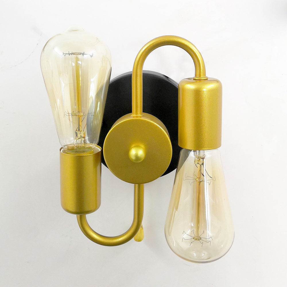 Industrial Iron Symmetrical 2-Light Wall Sconce Lamp
