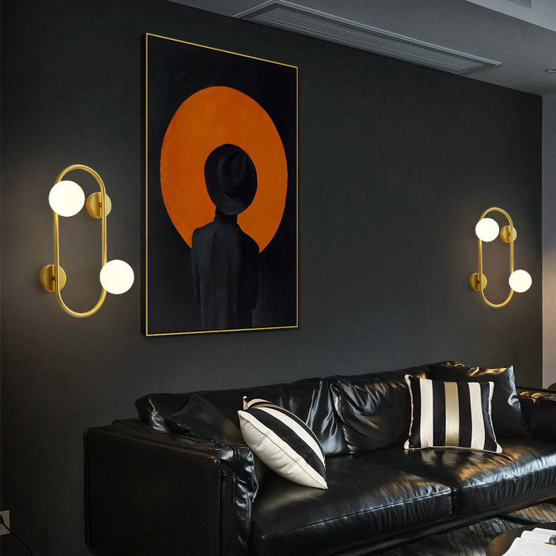 Nordic Iron Glass Ball Oval Ring 2-Light Wall Sconce Lamp