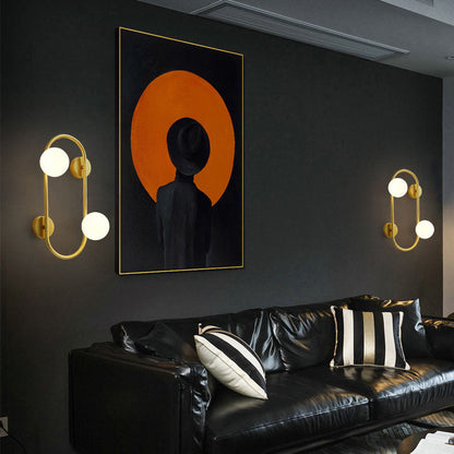 Nordic Iron Glass Ball Oval Ring 2-Light Wall Sconce Lamp