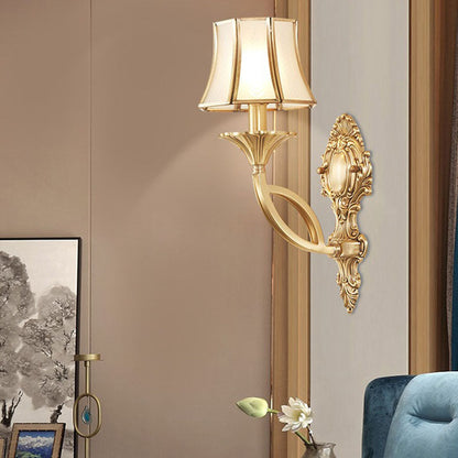 Hexagonal Wheat Copper Glass 1/2 Light Wall Sconce Lamp
