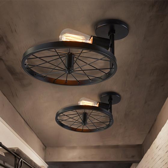 Retro Industrial 1-Light Wind Wheel Wall Lamp