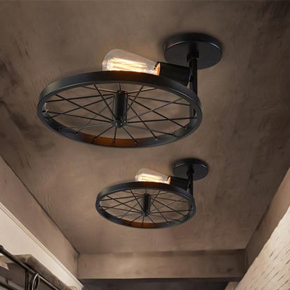 Retro Industrial 1-Light Wind Wheel Wall Lamp