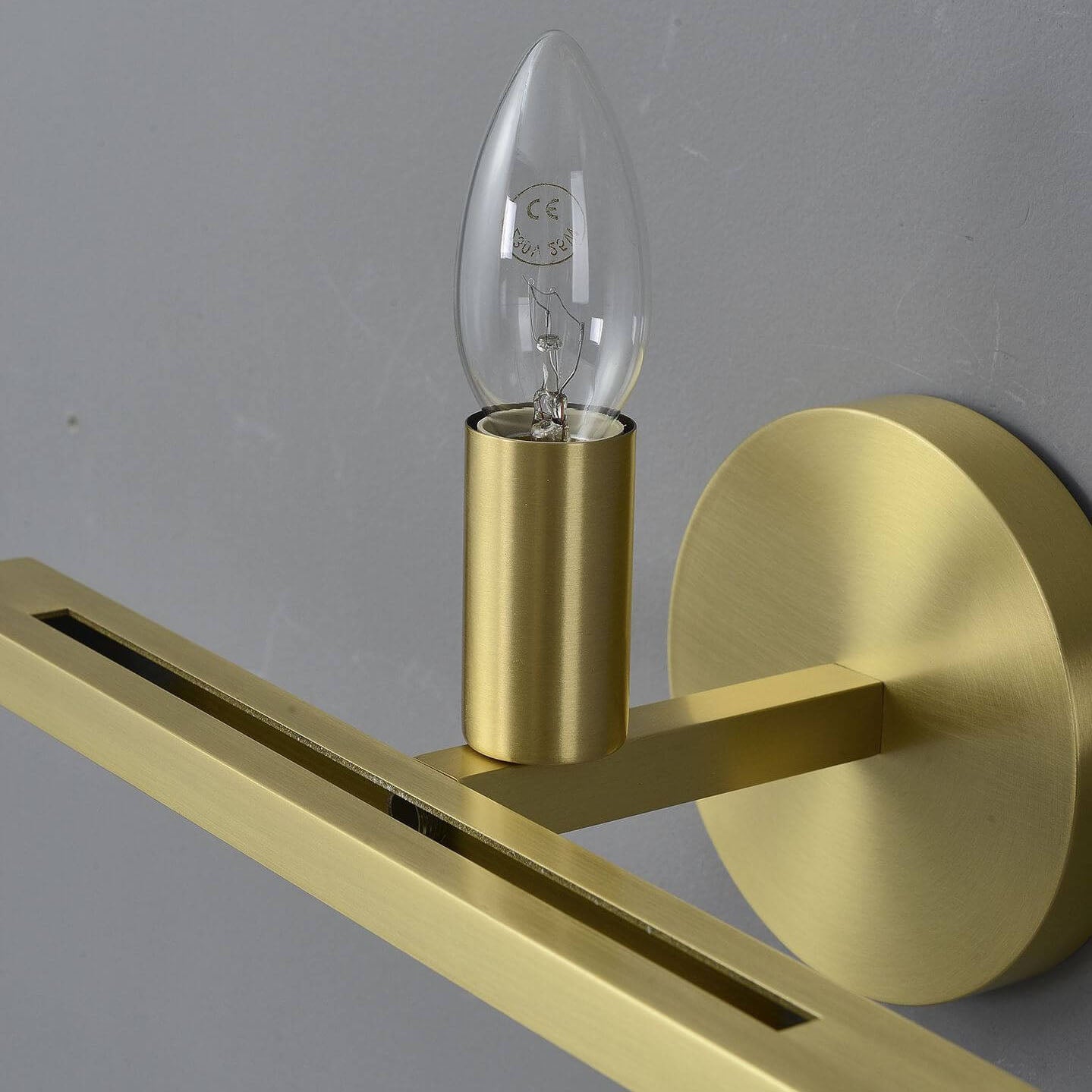 Round Disc Round Marble Copper 1-Light Wall Sconce Lamp
