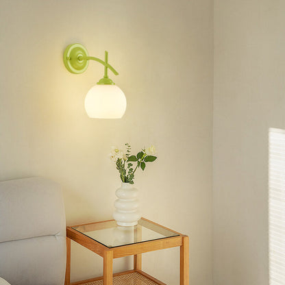 Modern Art Deco Round Glass Metal 1-Light Wall Sconce Lamp