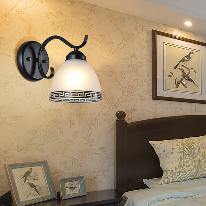 Retro Rustic Iron Glass 1-Light Wall Sconce Lamp