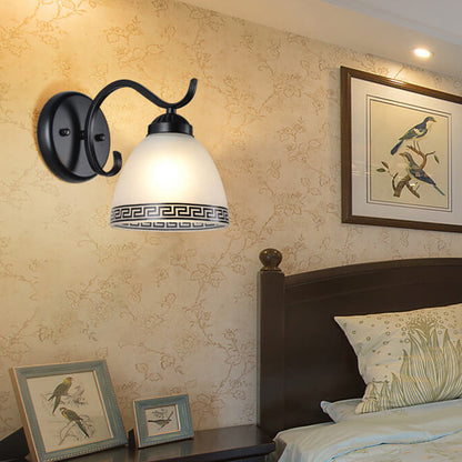 Retro Rustic Iron Glass 1-Light Wall Sconce Lamp